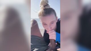 British babe sucks bbc on the beach