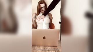 Naughty Bookworm Slut Fucked Whilst WFH During Lockdown